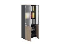 Шкаф NW 2080/2G со стеклом вяз натуральный/антрацит